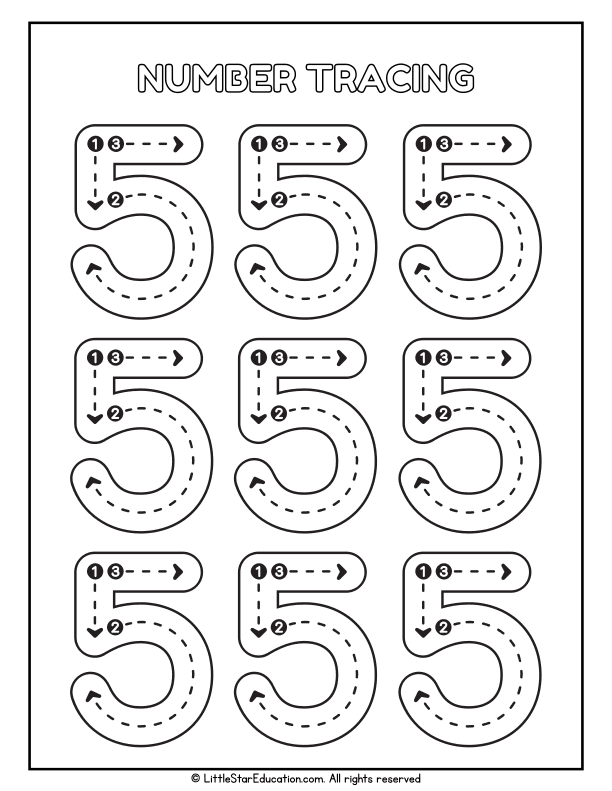 Number Tracing 5 Practice