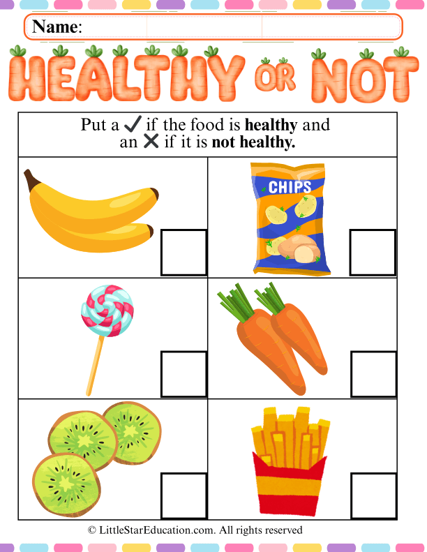 Nutrition Learning Healthy vs Unhealthy Foods Sorting
