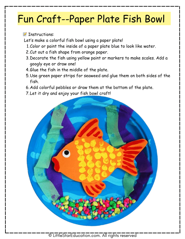Ocean Fish Bowl Paper Plate Craft for Early Elementary Art