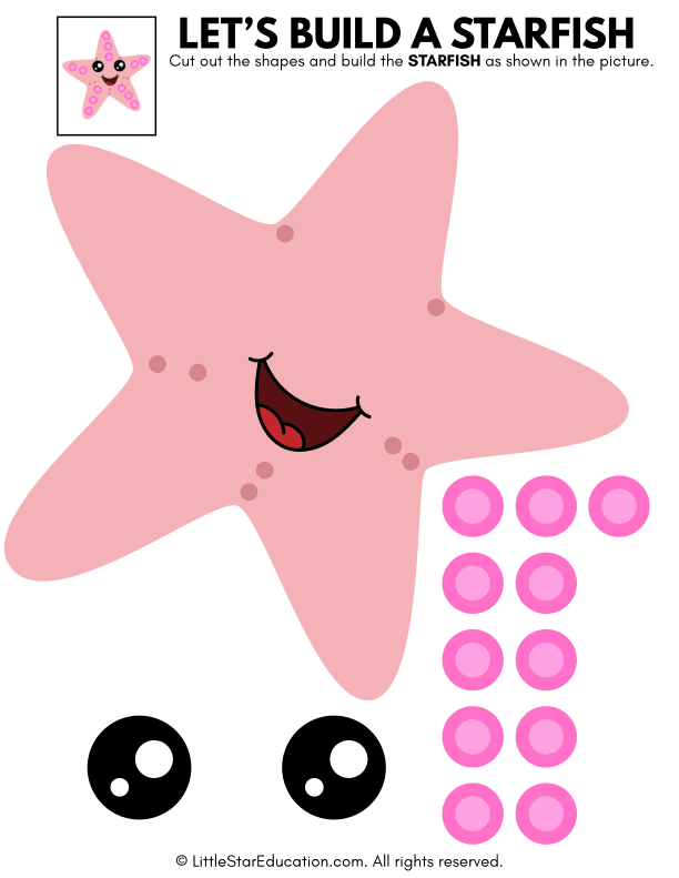 Ocean Starfish Cut and Paste Craft for Preschool Art