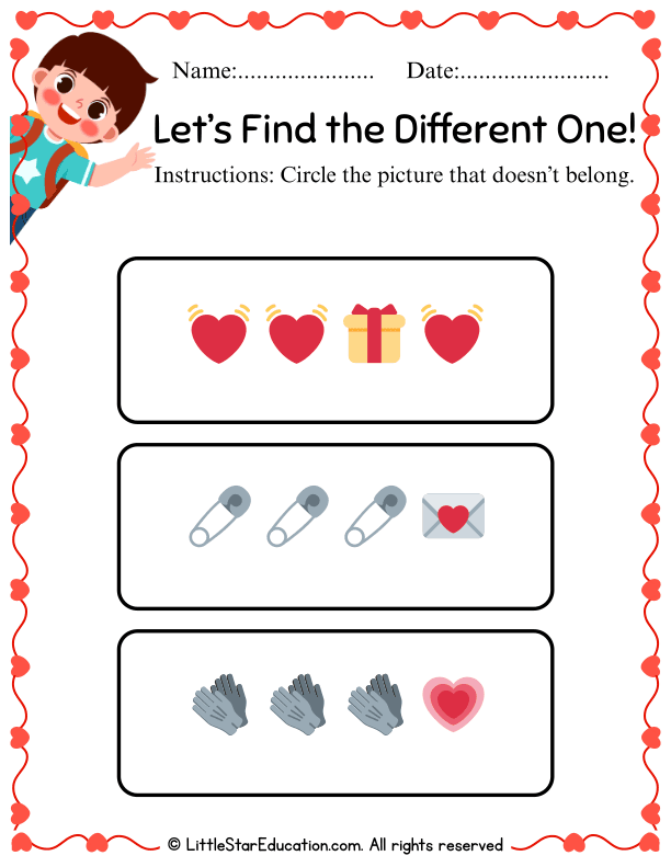 Odd One Out Picture Recognition for Early Math Skills