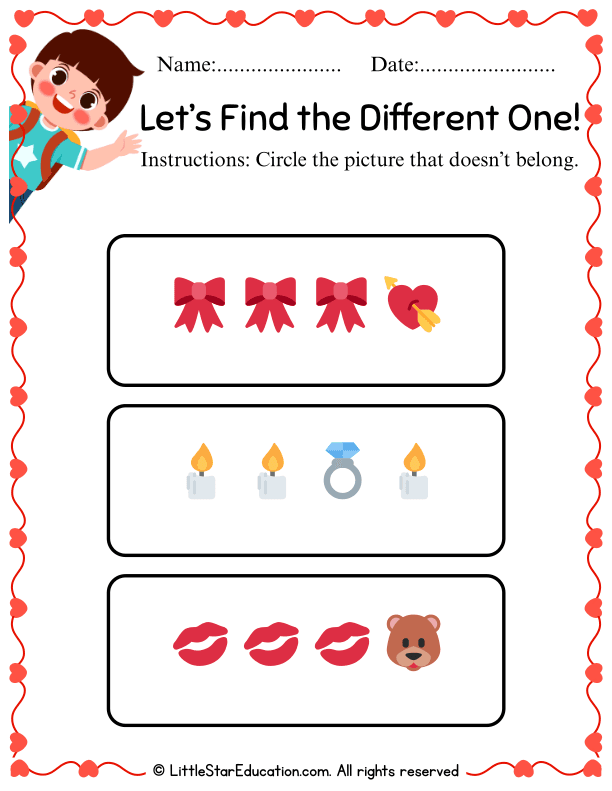 Odd One Out Picture Recognition for Preschool and Kindergarten Math