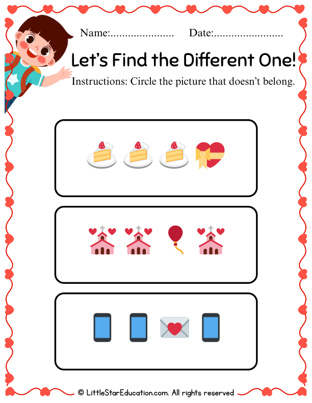 Odd One Out Picture Sorting for Preschool and Kindergarten Math