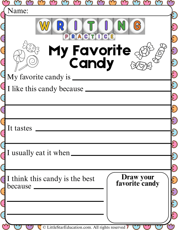 Opinion Writing Prompts: Favorite Candy for 2nd Grade ELA