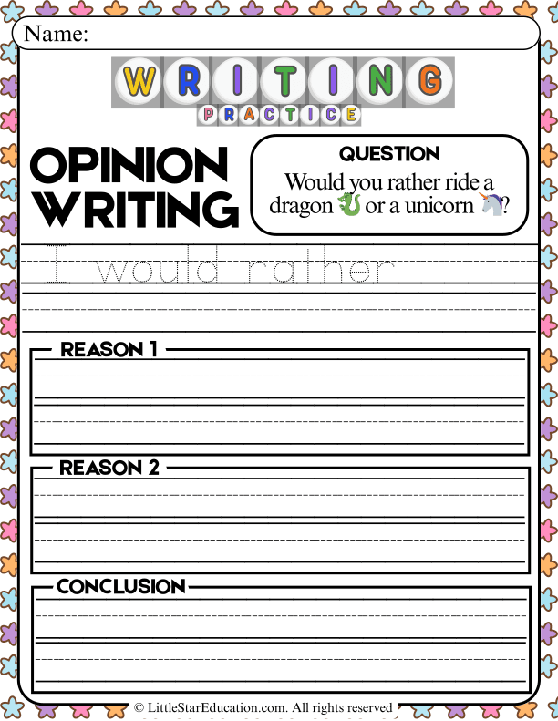 Opinion Writing Prompts: Would You Rather for Early Elementary ELA