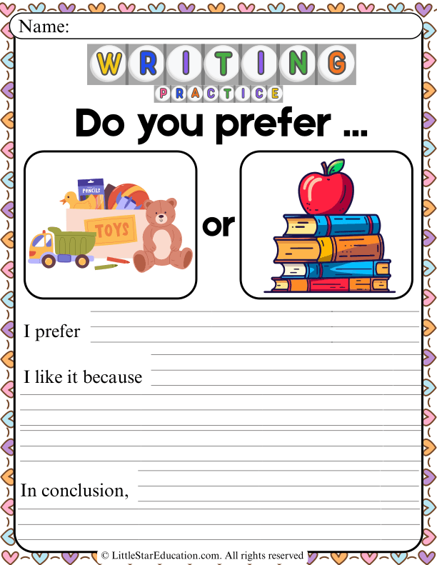 Opinion Writing Sentence Starters for Early Elementary ELA