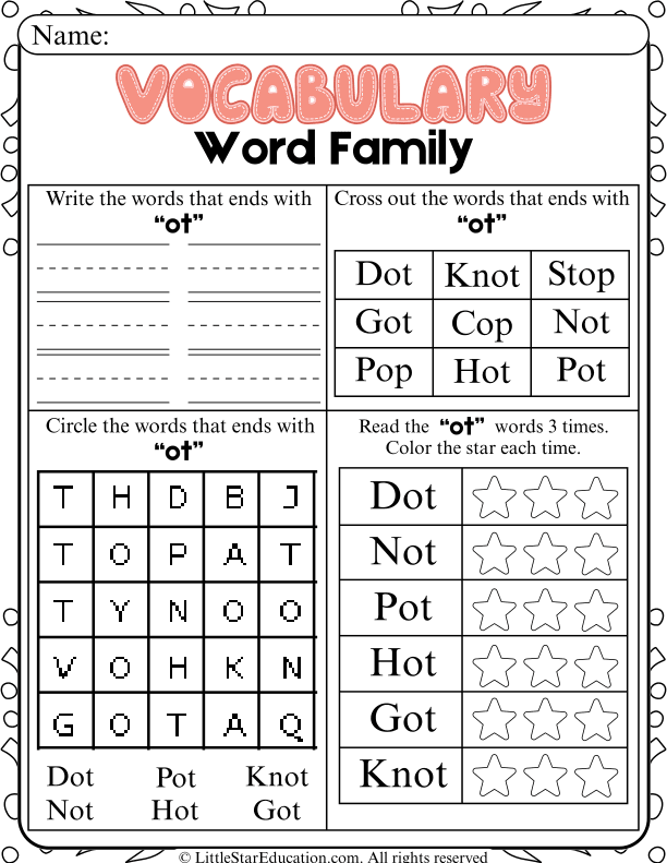 OT Word Family Reading and Writing Practice for Early Learners