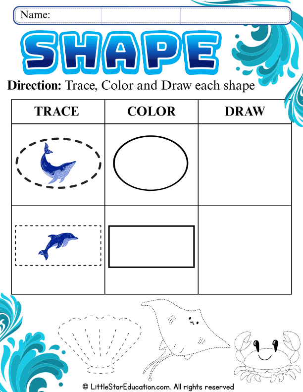 Oval and Rectangle Shape Tracing, Coloring, and Drawing for Pre-K Math