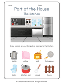 Part of the House About Kitchen Bedroom and Bathroom Worksheet thumbnail 1