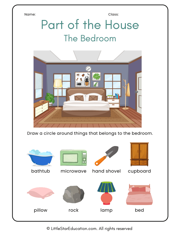 Part of the House About Kitchen Bedroom and Bathroom Worksheet