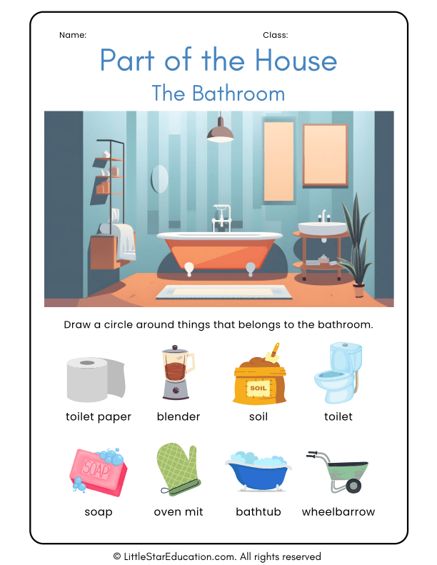 Part of the House About Kitchen Bedroom and Bathroom Worksheet