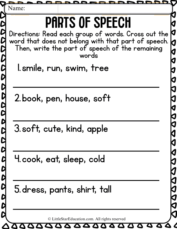 Parts of Speech Sorting Practice for Early Elementary ELA