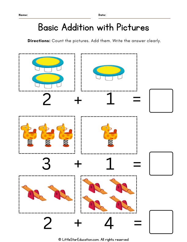 Picture Addition Practice for Early Math Learners