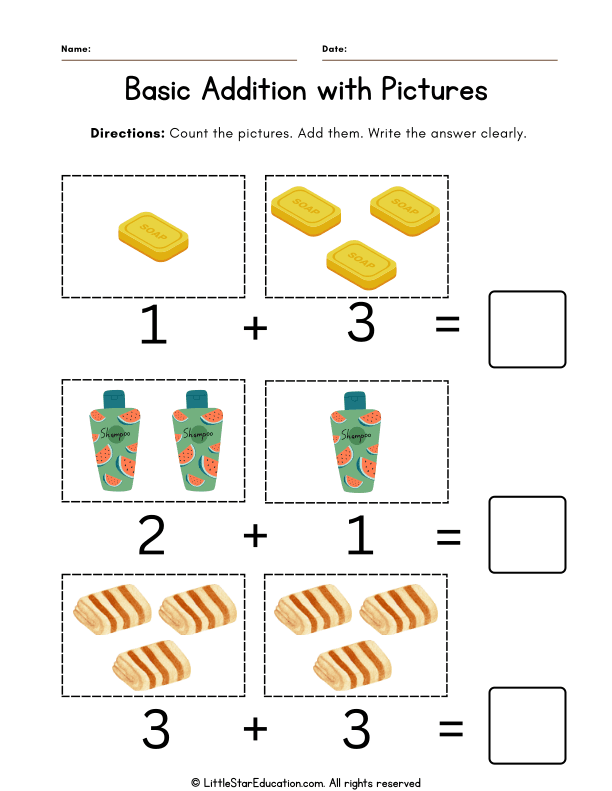 Picture Addition Practice for Early Math Learners