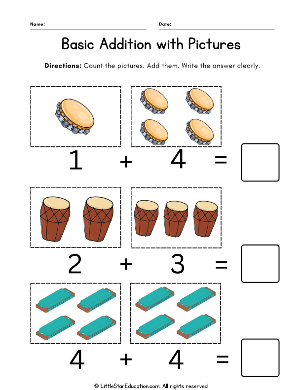 Picture Addition Practice for Early Math Learners