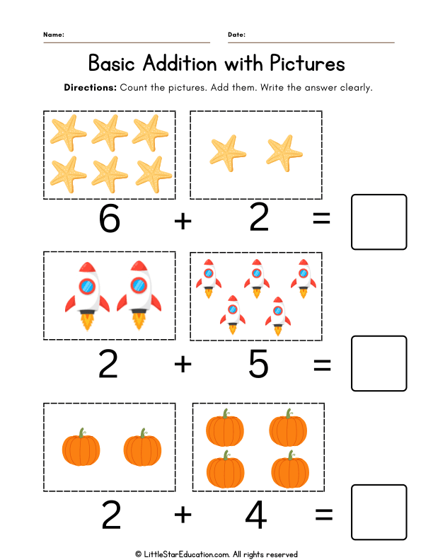 Picture Addition Practice for Kindergarten and Pre-K Math Skills