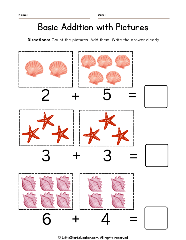 Picture Addition Practice for Preschool and Kindergarten Math