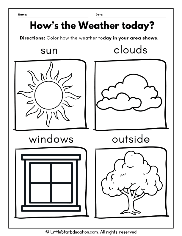Pre-K Weather Observation Coloring for Early Science Skills