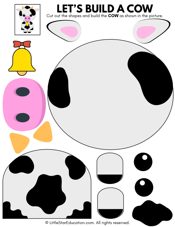 Preschool Animal Art: Cut and Paste Cow Craft for Little Learners