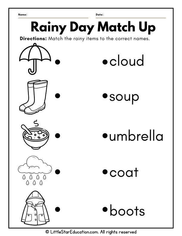 Rainy Day Weather Matching for Preschool and Kindergarten Science