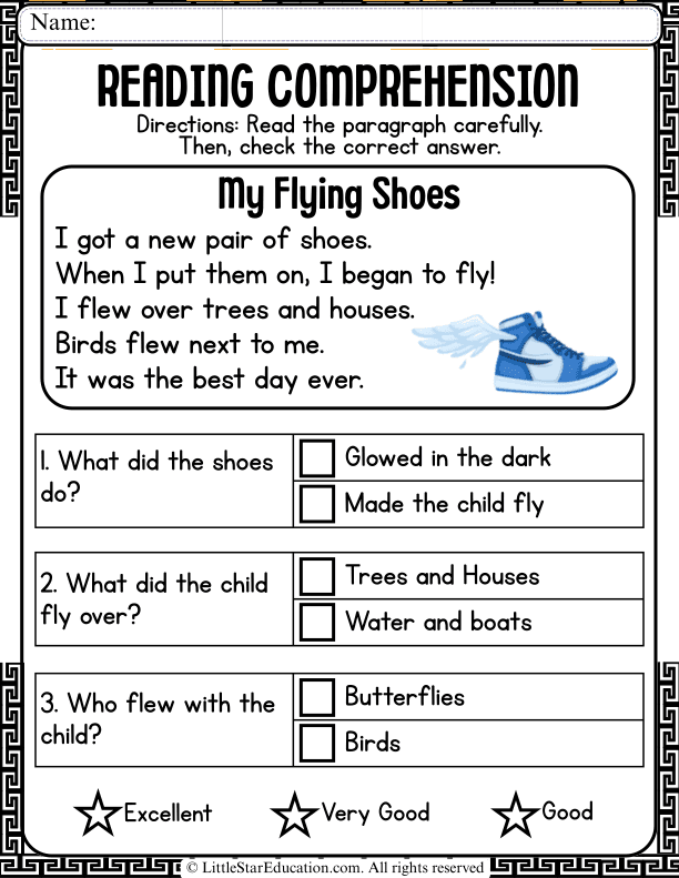 Reading Comprehension for Early Elementary Stories