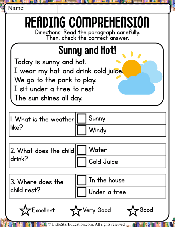 Reading Comprehension Practice: Weather and Daily Activities for Grades 1-2