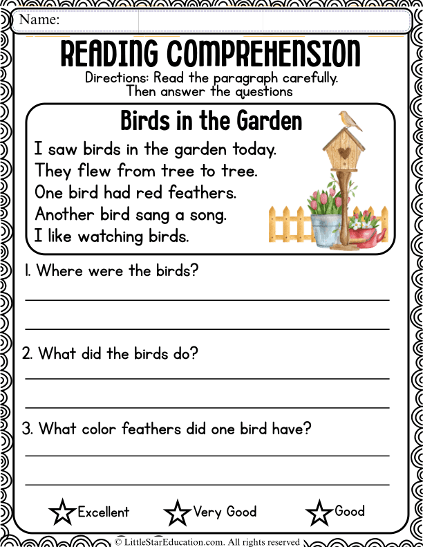 Reading Comprehension Questions on Birds for Early Elementary