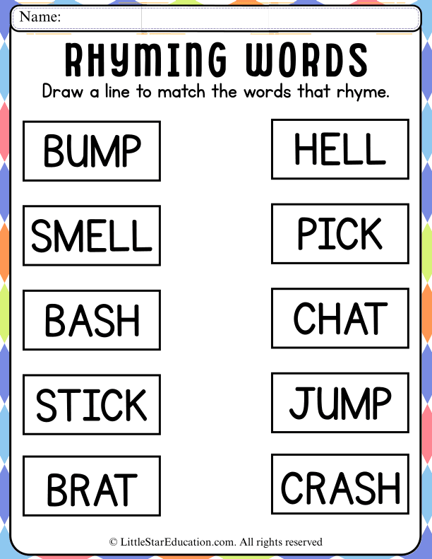 Rhyming Words Practice: Match and Identify Sound-Alike Pairs for Kids