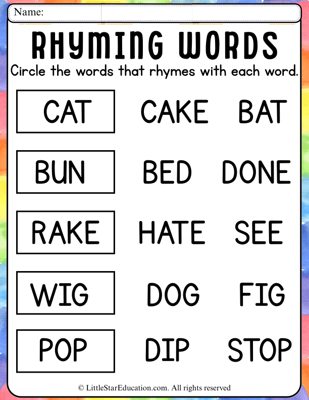 Rhyming Words Sound Recognition for Early Readers