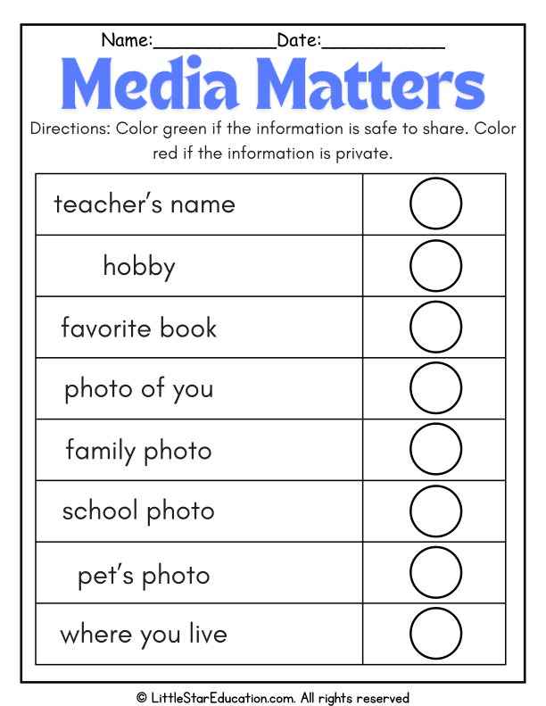 Safe vs. Private Information Coloring On Media Literacy