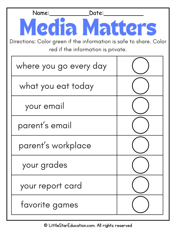 Safe vs. Private Information Sorting for Early Media Literacy