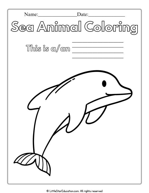 Sea Animal Coloring Pages for Preschool and Kindergarten Art