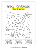Sea Animals Color by Number Math for Preschool and Kindergarten thumbnail 1