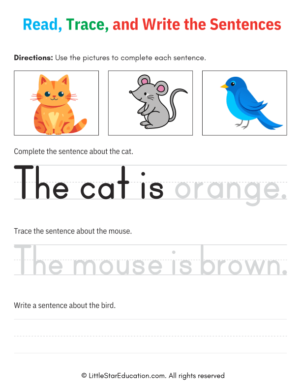 Sentence Building and Tracing Practice for Early Learners ELA