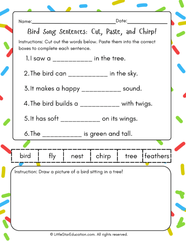 Sentence Building Cut and Paste for Early Elementary ELA