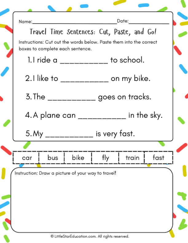 Sentence Building Cut and Paste for Early Readers ELA