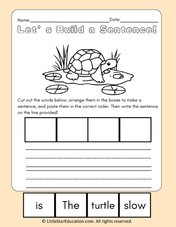 Sentence Building Practice for First Grade English Language Arts
