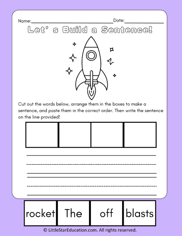 Sentence Building Practice for First Grade English Learners
