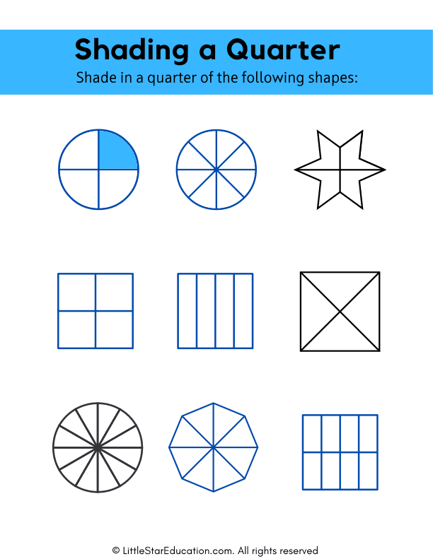 Shading a Quarter Worksheet in Pastel Orange Simple Style