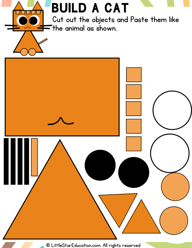 Shape Cat Craft for Preschool and Kindergarten Art Skills