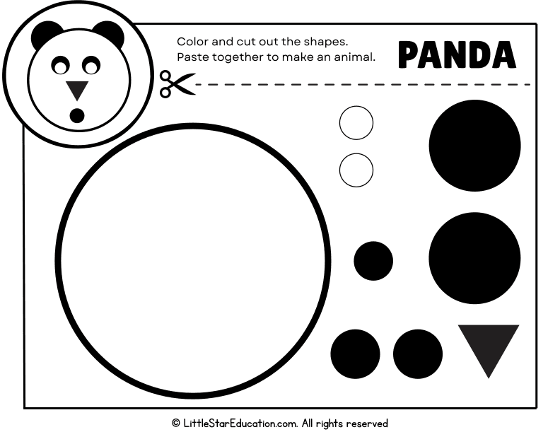 Shape Coloring and Cutting for Kids: Build a Panda Math Craft