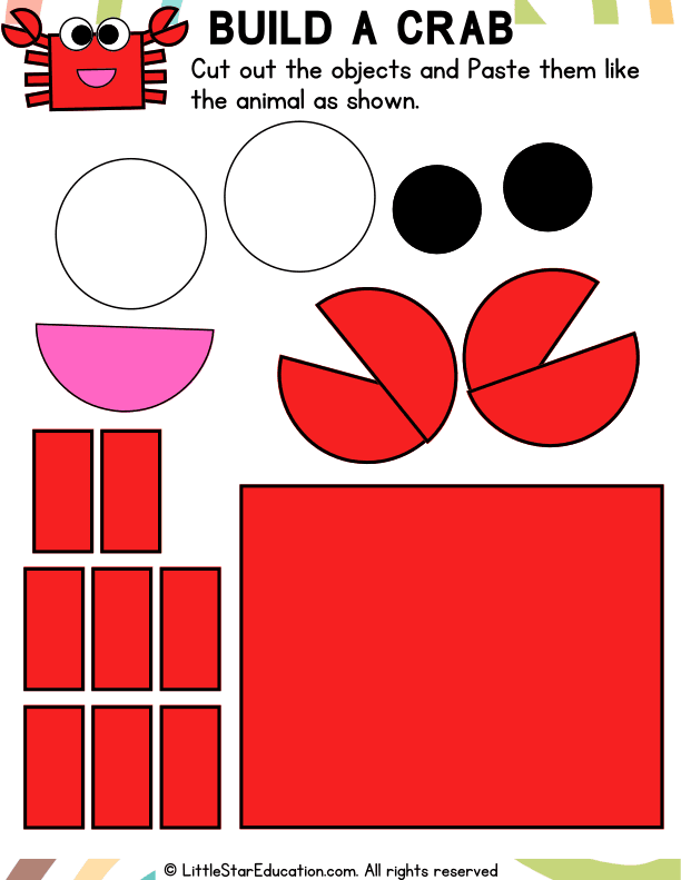 Shape Craft: Build a Crab Cut-and-Paste Art for Preschool Kids