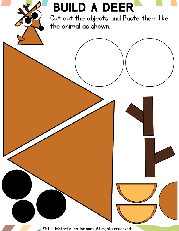 Shape Craft: Build a Deer Cut-and-Paste Art for Preschool Kids