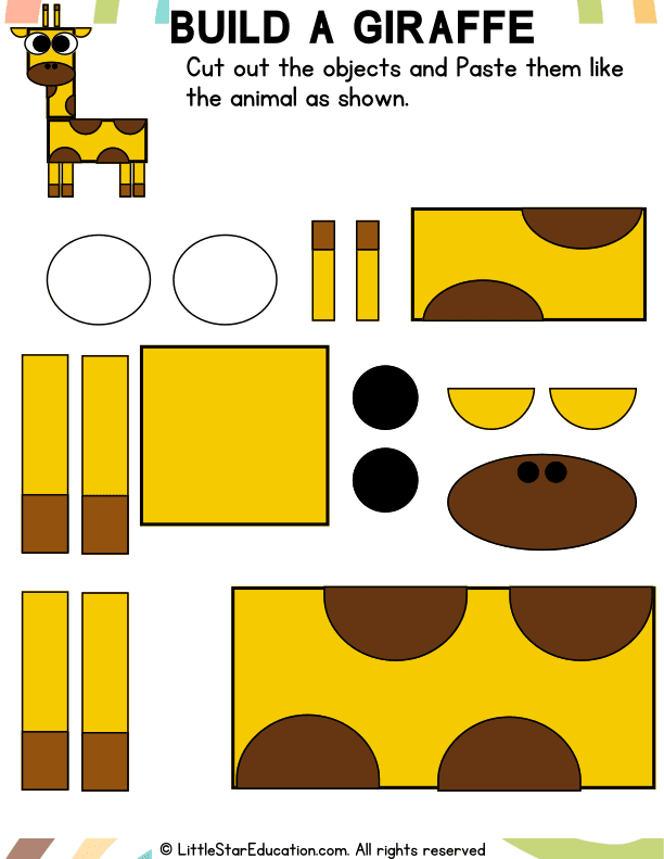 Shape Craft: Build a Giraffe Art Project for Preschool and Kindergarten