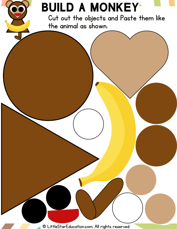 Shape Craft: Build a Monkey Art Project for Preschool and Kindergarten