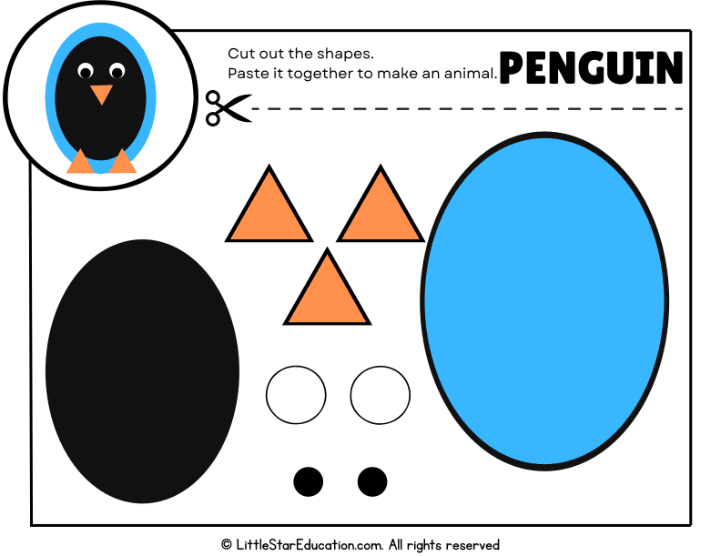Shape Cut and Paste Penguin Craft for Preschool Math Skills