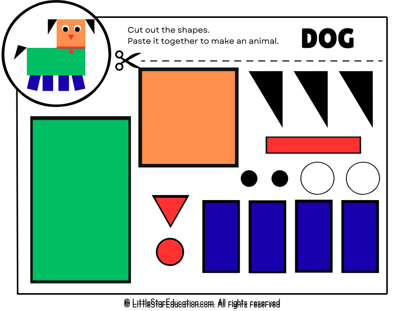 Shape Cutting and Animal Craft for Preschool and Kindergarten Math