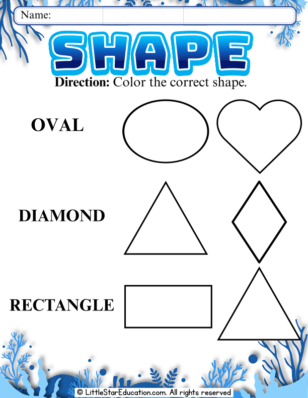 Shape Recognition Coloring: Ovals, Diamonds, and Rectangles for Early Math