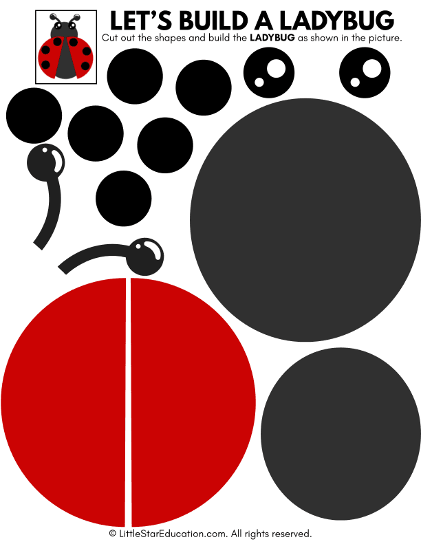 Shape Recognition Cut and Paste: Build a Ladybug for Preschool Math