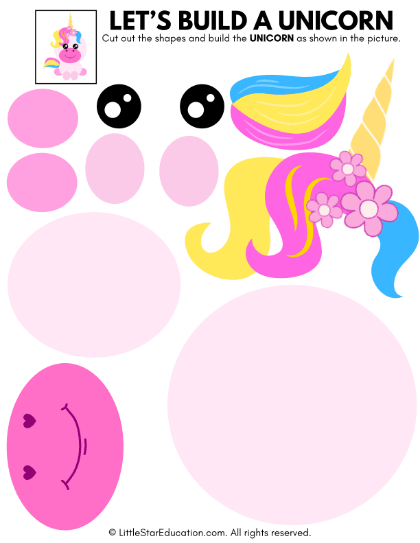 Shape Recognition Cut and Paste: Build a Unicorn for Pre-K Math